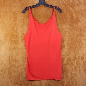 DKNY Womens Top Large Red Pullover Tank Cut Out Stretch Knit Sleeveless